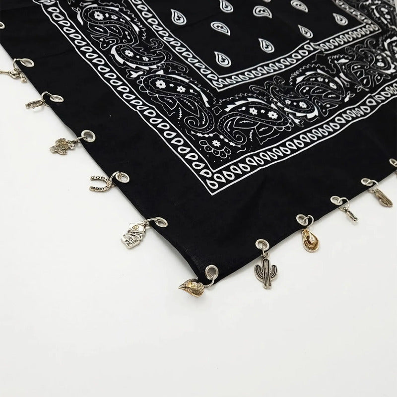 Paliacate Tradicional Multiusos Accesorio Unisex 55x55cm Negro Geométrico Unitalla