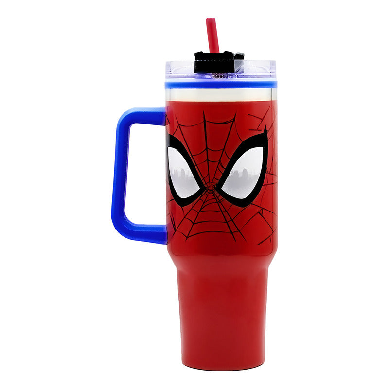 Termo Doble Pared Con Asa Y Popote 1.2 L Diseños Animados