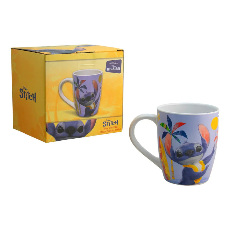 Taza Tarro De Cerámica Stitch De 740ml Marca Fund Kids® Azul Lilo Y Stitch Live Action