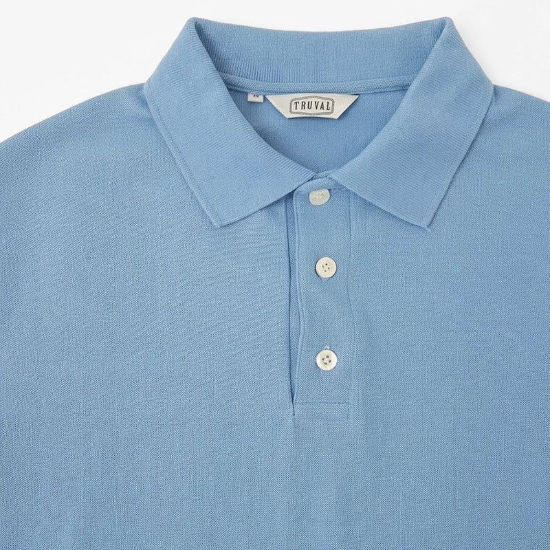 Playera Polo Para Hombre Mod.play01 Marca Truval® Azul Cielo M Lisa