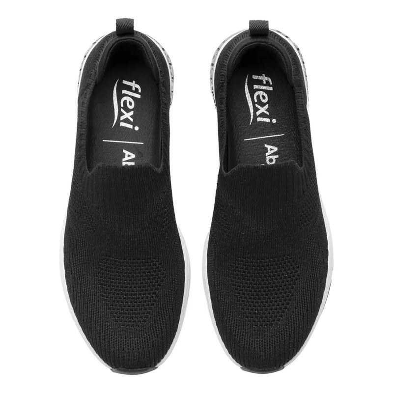 Tenis Para Mujer Con Gel Anti Shock Mod.105126 Marca Flexi® Negro Lisa 25 Mx