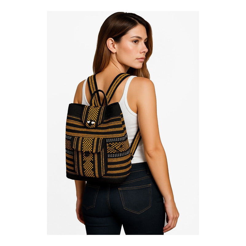 Mochila Artesanal Tejida Tipo Morral Con Bolsillo Frontal 10kg