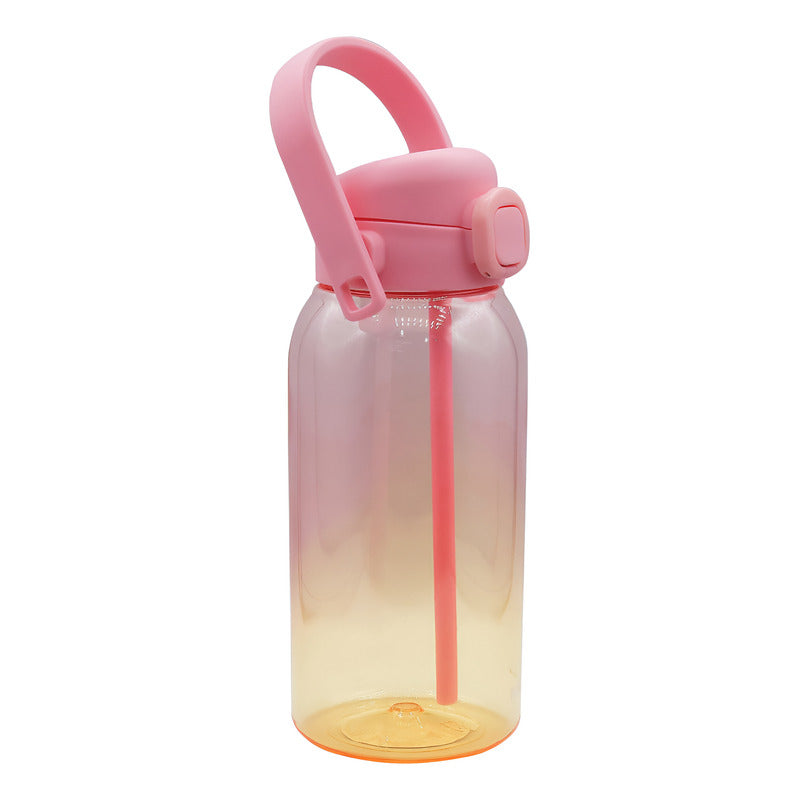 Botella Para Agua Con Popote Marca Nuvó® Sport 1 Litro Rosa- Amarillo