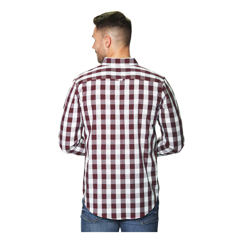 Camisa Cuadros Para Hombre Manga Larga Mod. B45205 Bobois®