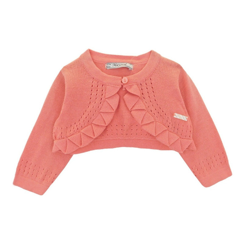 Bolero Torero Liso Manga Larga Para Bebe Marca Mayoral® Coral Camelia 1303 Liso 3 Meses