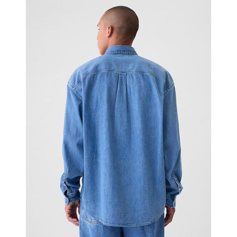 Camisa Casual De Mezclilla Para Hombre Marca Oggi®