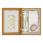 Set Para Bautizo Vela+concha+toalla+caja De Madera