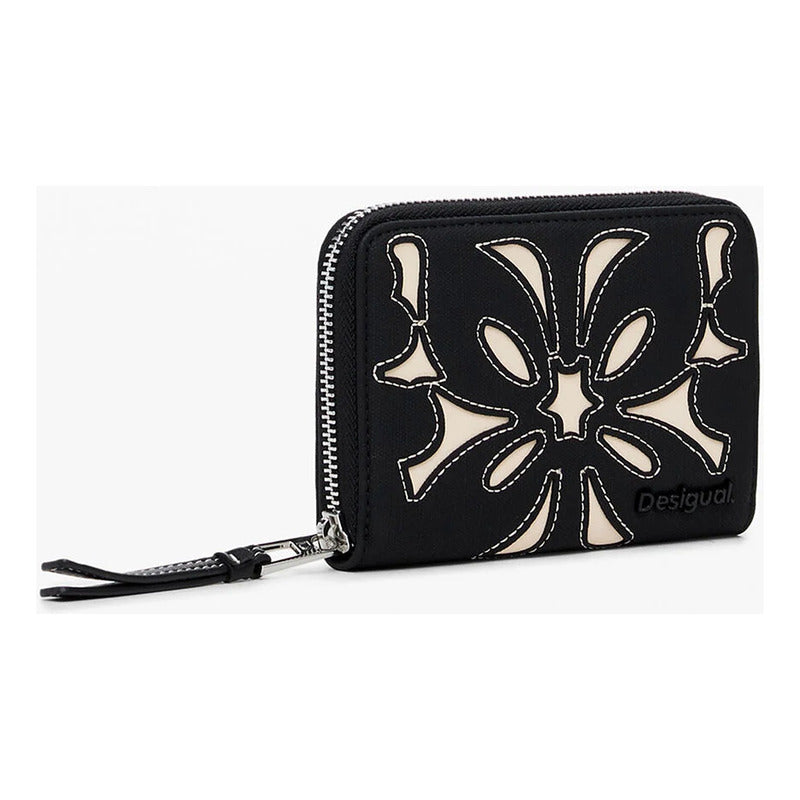 Cartera Con Diseño Floral Mod.24wayp08 Marca Desigual® Negro Floreado