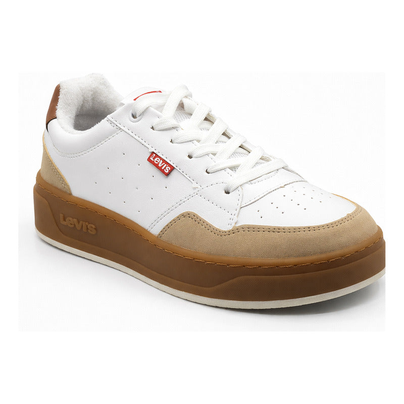 Tenis Casual Para Hombre Mod. L2126511 S Marca Levi's® Blanco / Marron Lisa 26.5 Mx
