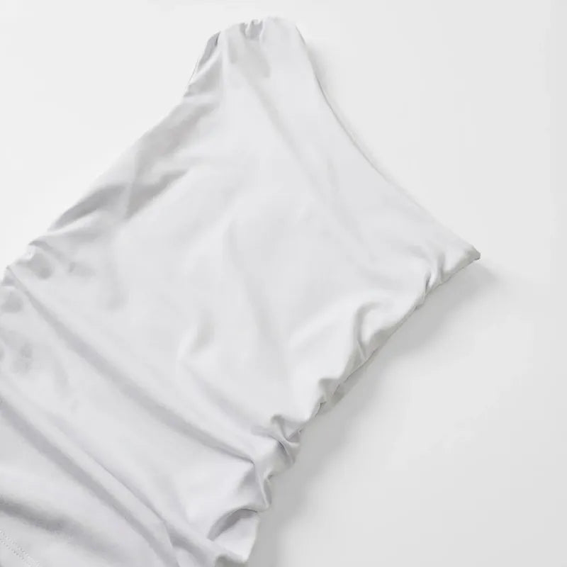 Blusa Asimetrica Para Mujer Mod. N43141 Marca Bobois® Blanco Lisa G