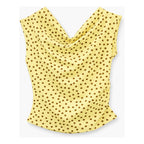 Blusa Cuello Drapeado Cruzado Para Mujer 4403 Marca Exotica® Amarillo Lunares Ch