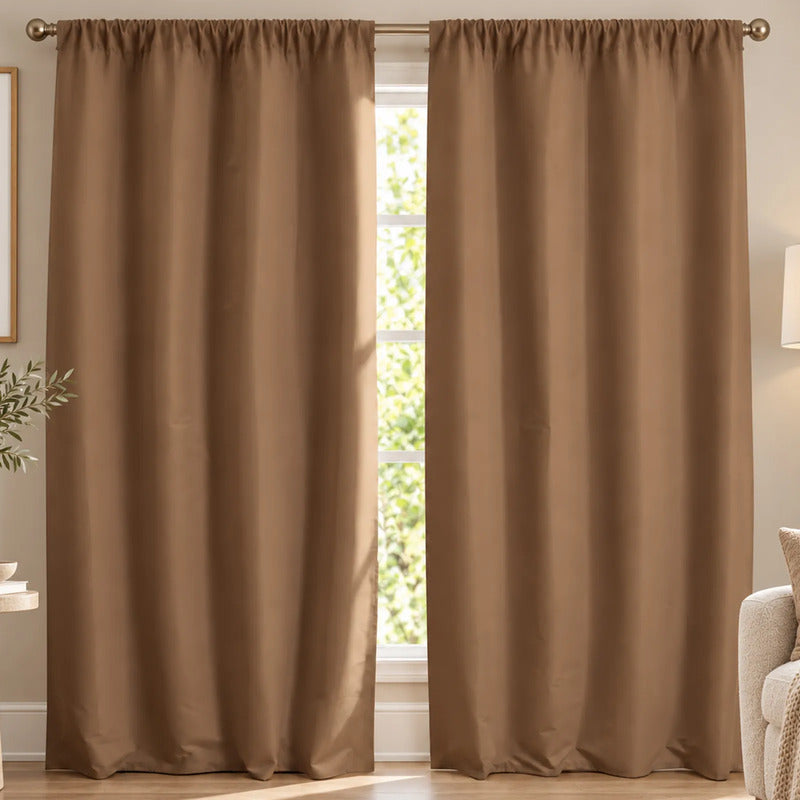 Set De Cortinas 2pz Cortas Viasoft 1.80mx1.18m Vianney® Marrón