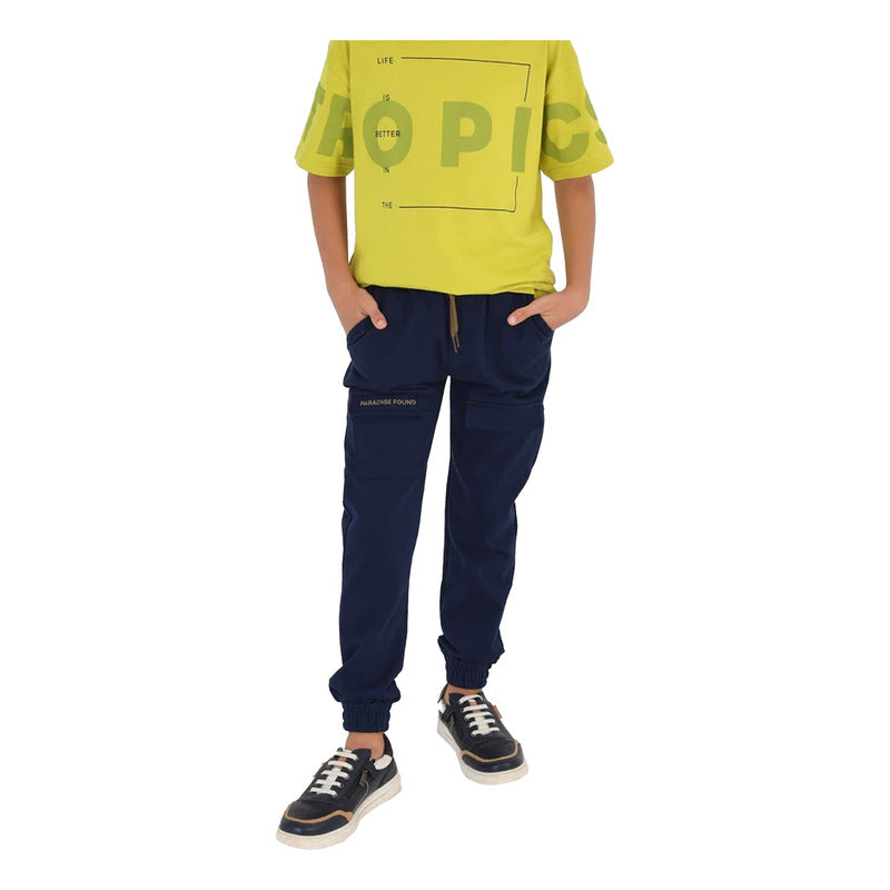 Pants Comodo Para Niño Mod.6593 Marca Mayoral® Marino Liso 12 Años