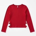 Blusa Con Aberturas Para Niña Mod. Ljgap0103 Marca Losan® Rojo Lisa 12 Años