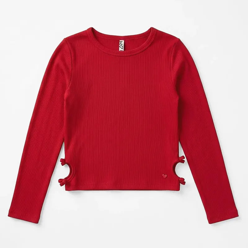 Blusa Con Aberturas Para Niña Mod. Ljgap0103 Marca Losan® Rojo Lisa 14 Años