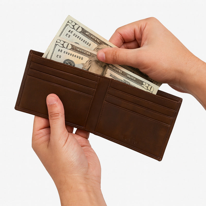 Billetera Bifold Para Hombre Mod.87522-0169 Marca Levi's® Marrón Liso