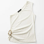 Blusa Asimétrica Para Mujer Mod.4384ll Marca Exotica® Hueso Lisa Ch