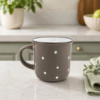 Taza De Ceramica Con Puntos 340ml Mod. 1744-60 Café Grisáceo Puntos