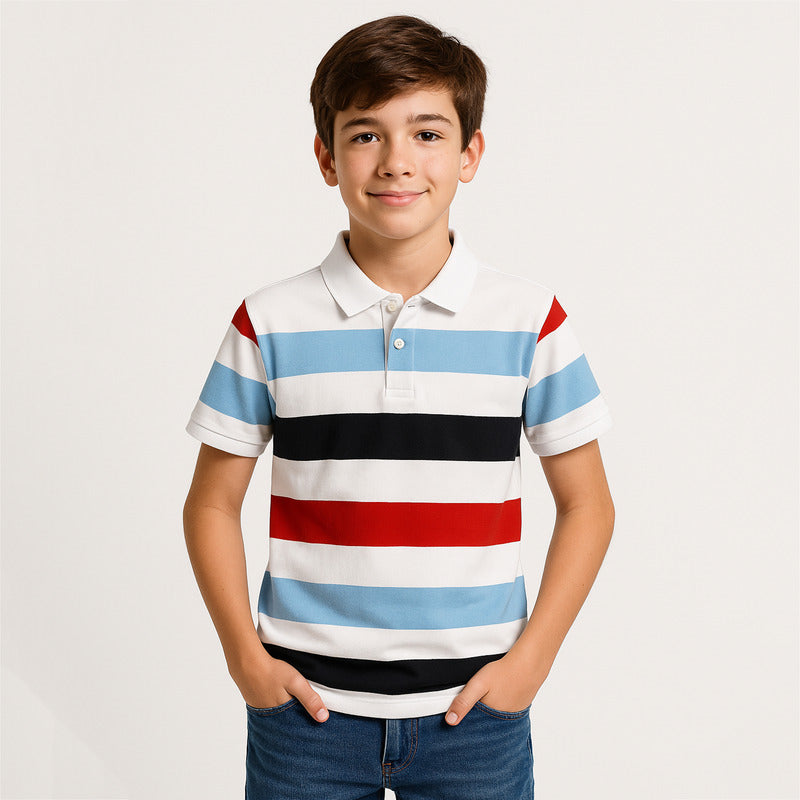 Camisa Tipo Polo Para Niño Mod.6101 Marca Mayoral® Multicolor Rayas 16