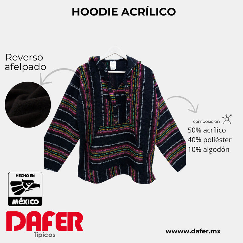 Suéter Poncho Canguro Artesanal Hoodie Acrilico Colores