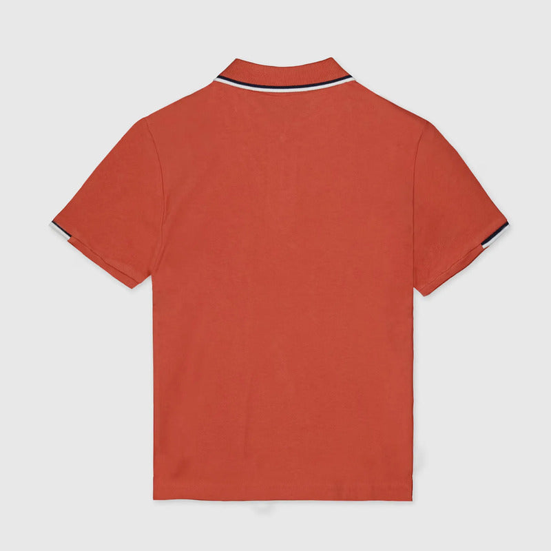 Playera Polo Para Niño Mod.6166 Marca Mayoral Nukutavake® Tomate 16 Años Lisa