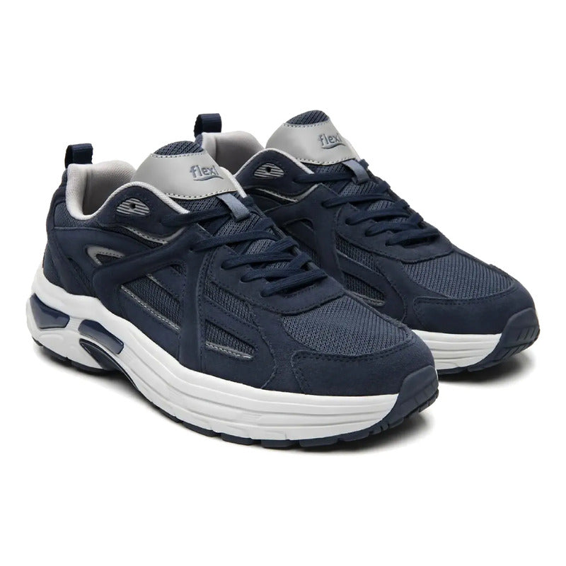 Tenis Retro Para Hombre Con Gel Anti Shock M.424101 Flexi® Azul Marino 27 Mx