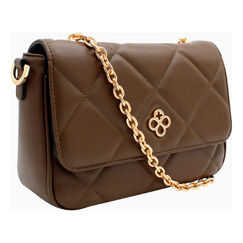 Bolso Crossbody Tacto Piel Mod.ji2526 Marca Jaime Ibiza® Chocolate Lisa Oro