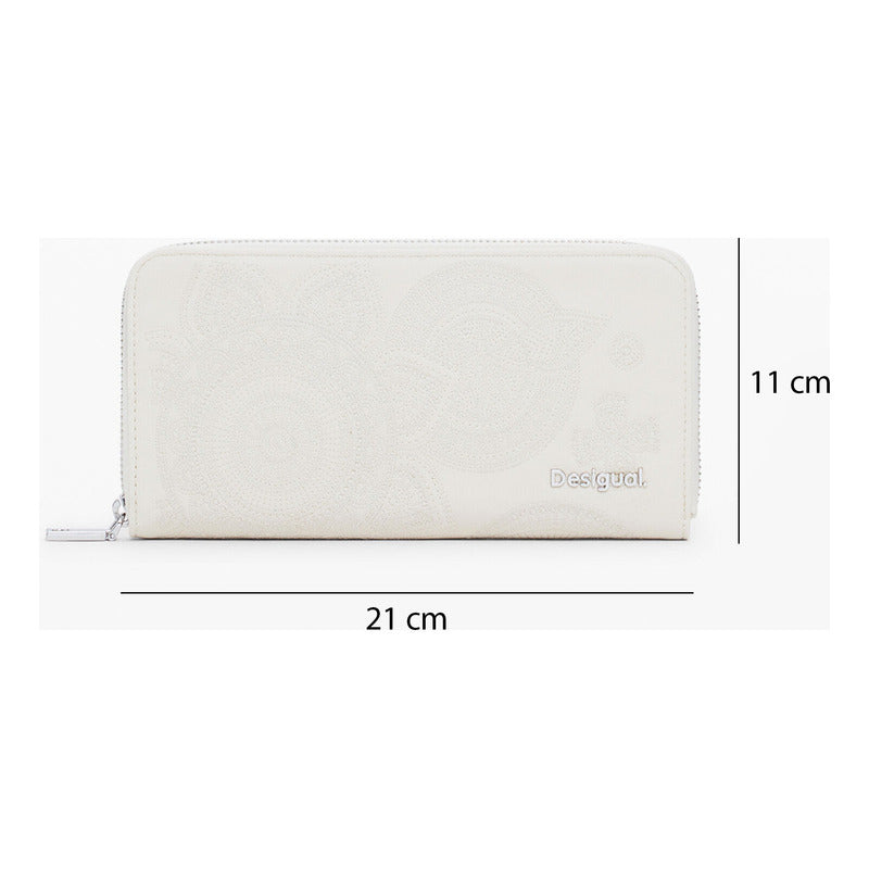 Cartera Bordado Sutil Para Mujer Mod.25sayp13/1001 Desigual® Beige Bordado