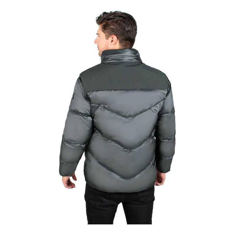 Chamarra Acolchada De Pluma Mod. Cw83-pol8757 Greenlander® Gris G Geométrico