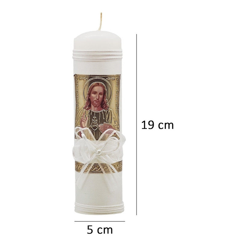Set Para Bautizo Vela+concha+toalla+caja De Madera