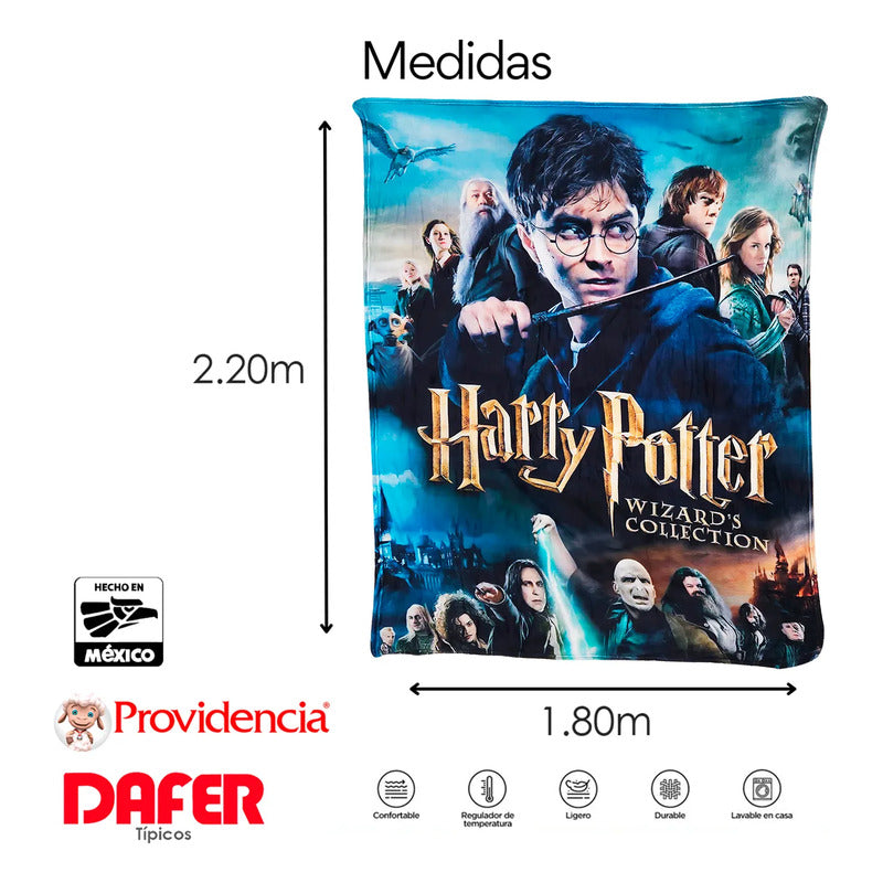 Cobertor Ligero Super Suave Matrimonial Diseños Providencia® Harry Potter Reliquias De La Muerte 850 G Multicolor