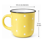 Taza De Ceramica Con Puntos 340ml Mod. 1744-60 Amarillo Puntos