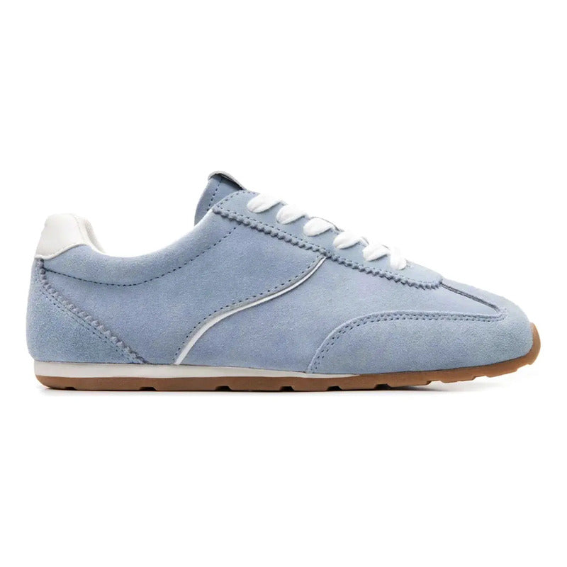 Tenis De Gamuza Para Mujer Mod. 140304 Marca Flexi® Celeste Gamuza 24 Mx