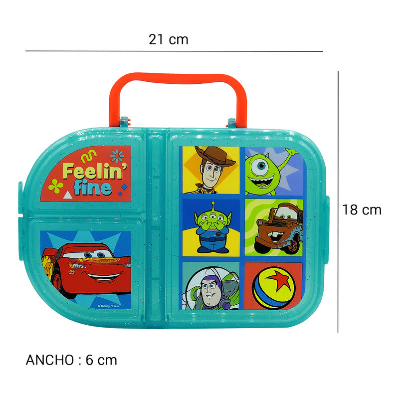 Lonchera Escolar Infantil 3 Divisiones Diseños Animados