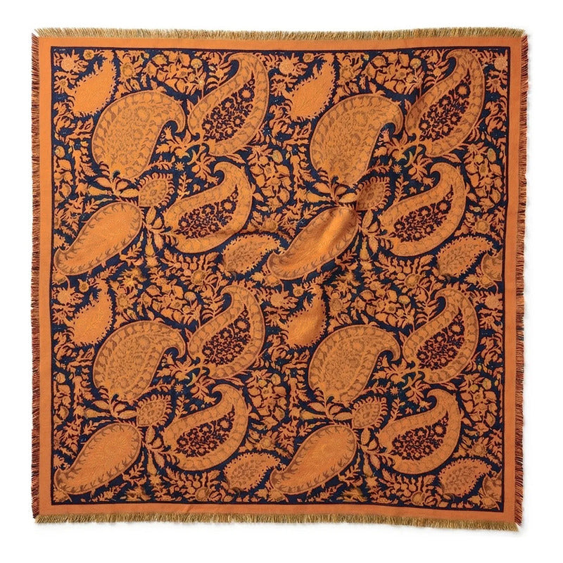 Chalina Chal Elegante Suave Para Mujer 130x130cm Naranja Naranja Geométrico Unitalla
