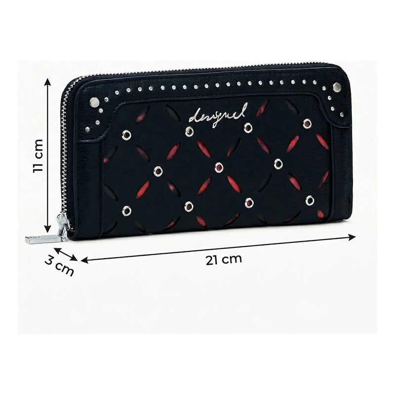Cartera Troquelado Tachuelas 25wayp33/2000 Marca Desigual® Negro Troquelado Tachuelas