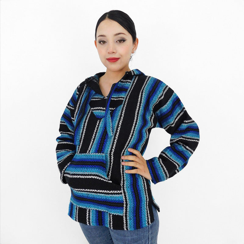 Suéter Poncho Canguro Artesanal Hoodie Acrilico Colores