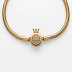 Pulsera Elegante Con Corona Para Mujer Bisutería Fina Dorado 18 Cm