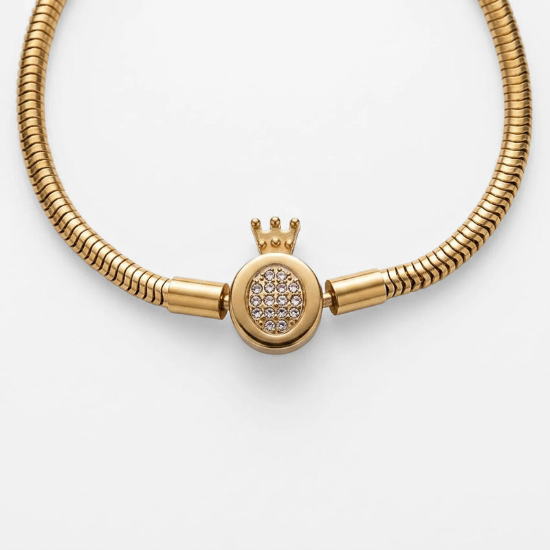 Pulsera Elegante Con Corona Para Mujer Bisutería Fina Dorado 18 Cm