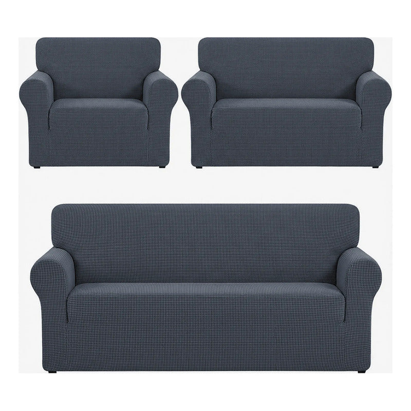 Cubre Sala Set 3 Piezas Estirable Ajuste Perfecto Blank &co® Oxford Geométrico