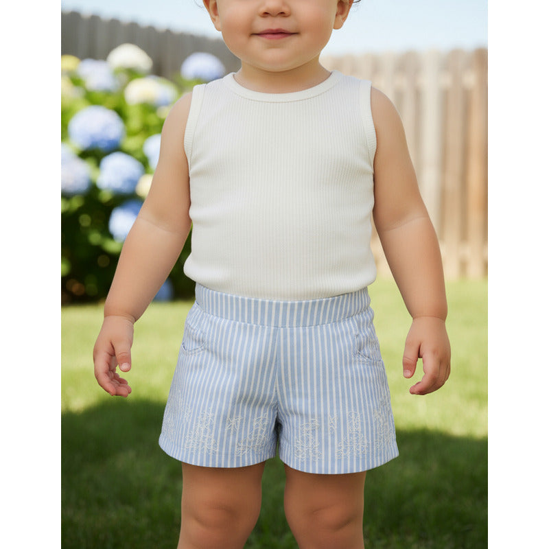 Short Con Flores Bordadas Para Bebe Mod.018-9002al Losan®