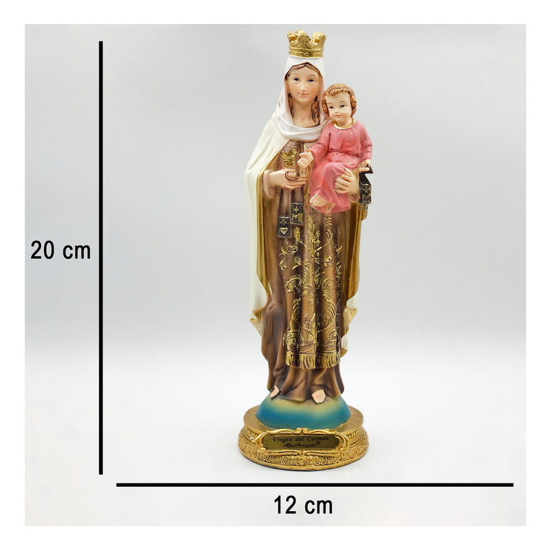 Imagen Religiosa De Resina Virgen Del Carmen 20cm Multicolor