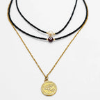 Collar Triple Dije Moneda Ojo De Horus Y Perla Para Mujer Multicolor