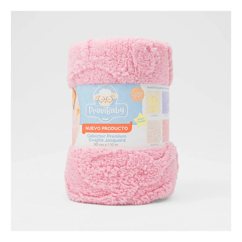 Cobertor Frazada Ligero Jacquard Cunero 90x110m Providencia® Elefantin Rosa Pálido