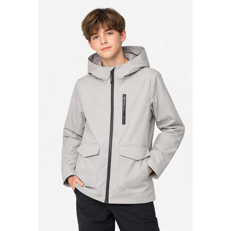 Chamarra Juvenil Impermeable Mod.6418 Marca Mayoral® Gris 18 Lisa