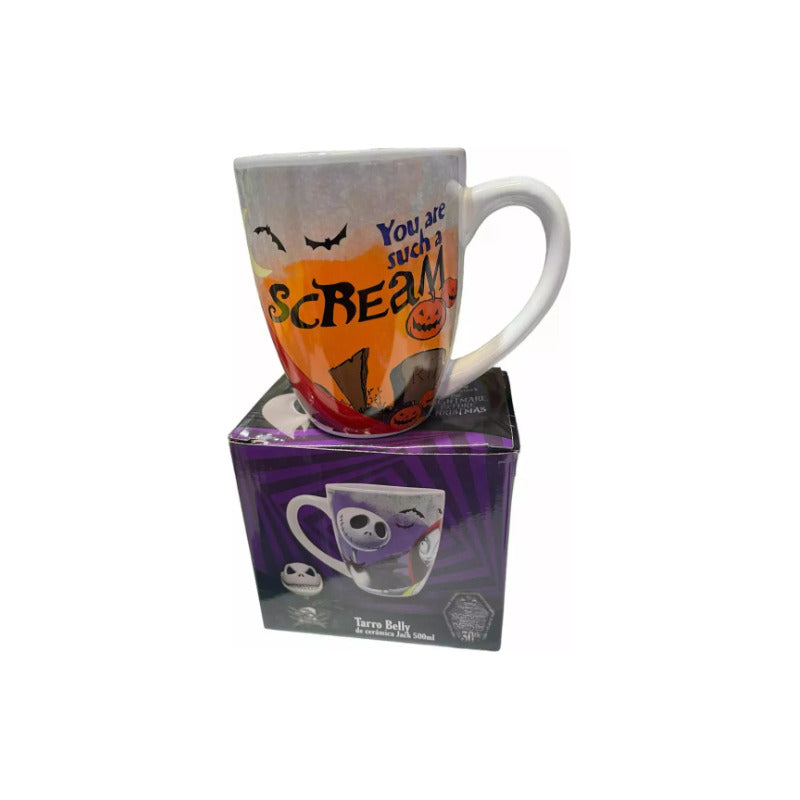 Taza Jack Y Sally Cerámica Blanca 500ml Apta Microondas Lavavajillas Belly Y Jack