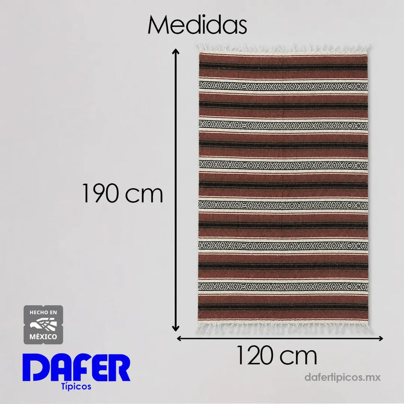 Falsa Artesanal 1.90m X 1.20m Cobija Multiusos Mexicana Geométrico 1 Kg Marrón Oscuro