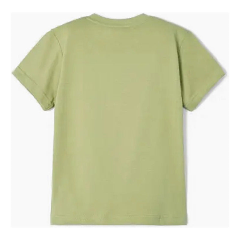 Playera Casual Comoda Para Niño Marca Mayoral® Verde Claro Safari 2 Estampa Localizada