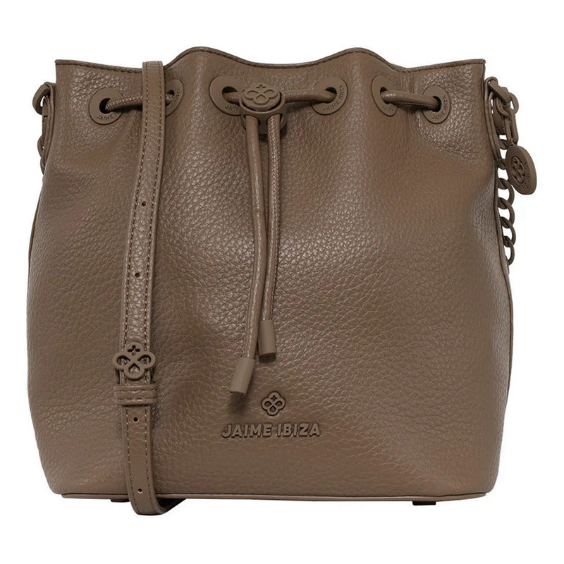 Bolso Bucket Para Mujer Mod. Ji 2816 Marca Jaime Ibiza® Marrón Oscuro Lisa Níquel