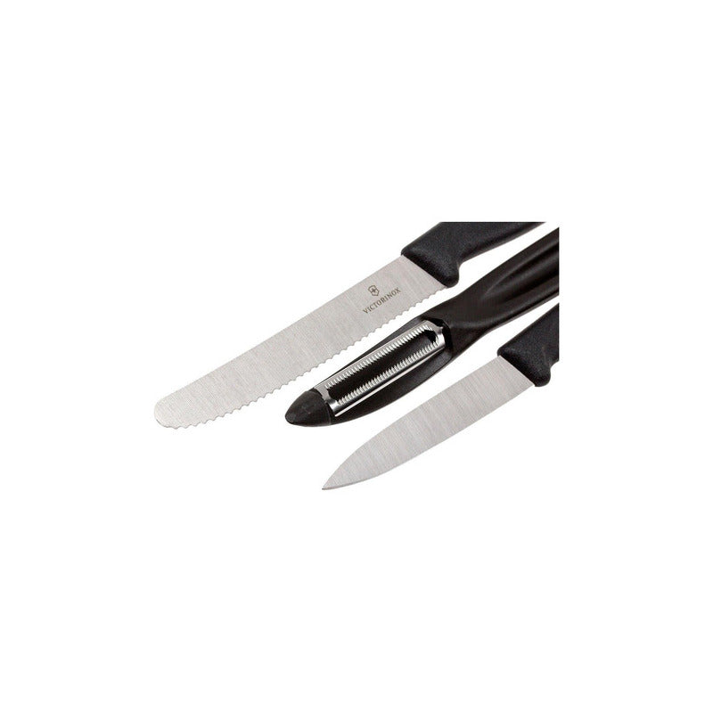 Paquete De Cuchillos Victorinox Y Pelalapas - 6.7113.31 Color Negro